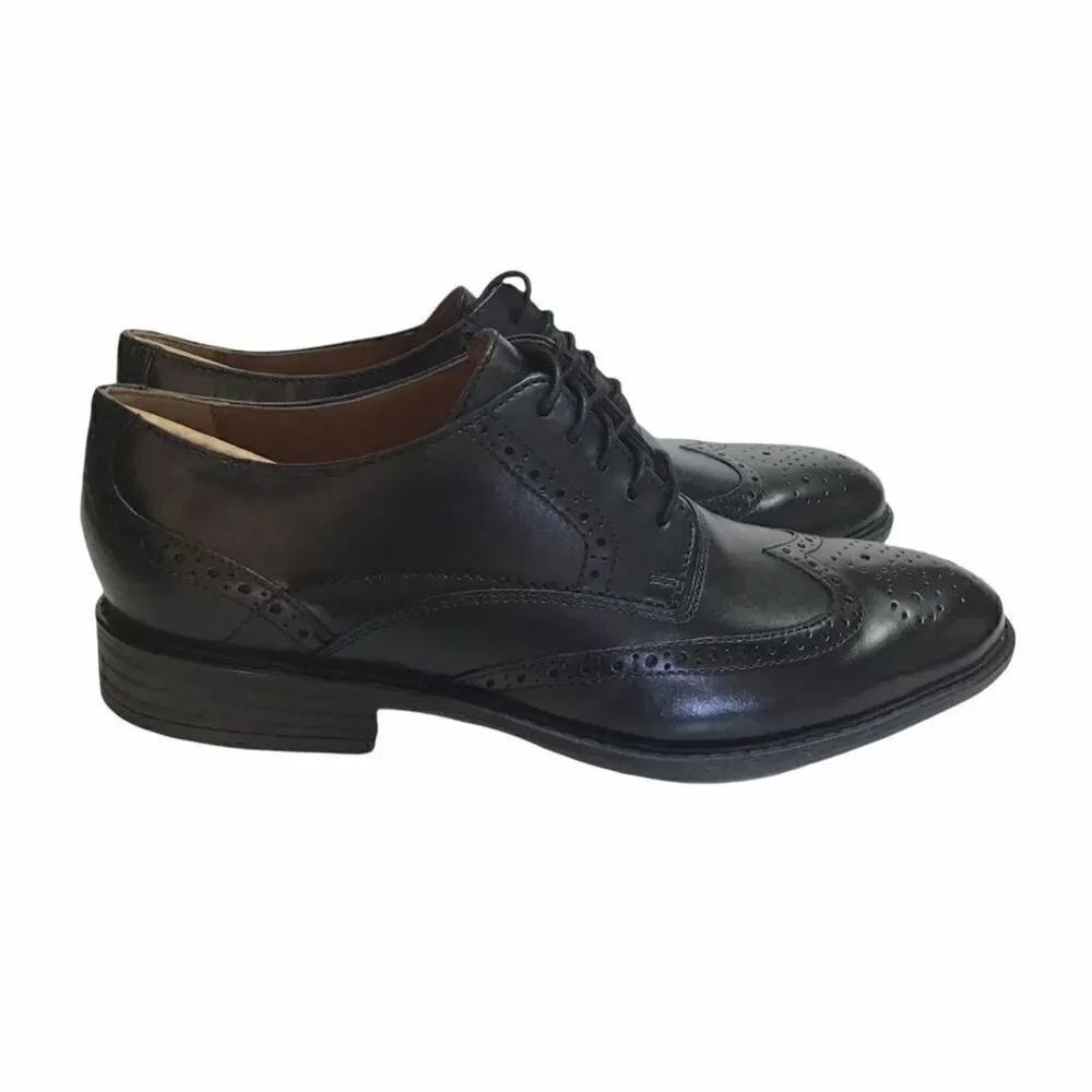 Bostonian Garvan Edge Mens 12 M Wingtip Oxford Dress Shoes Black Leather NEW